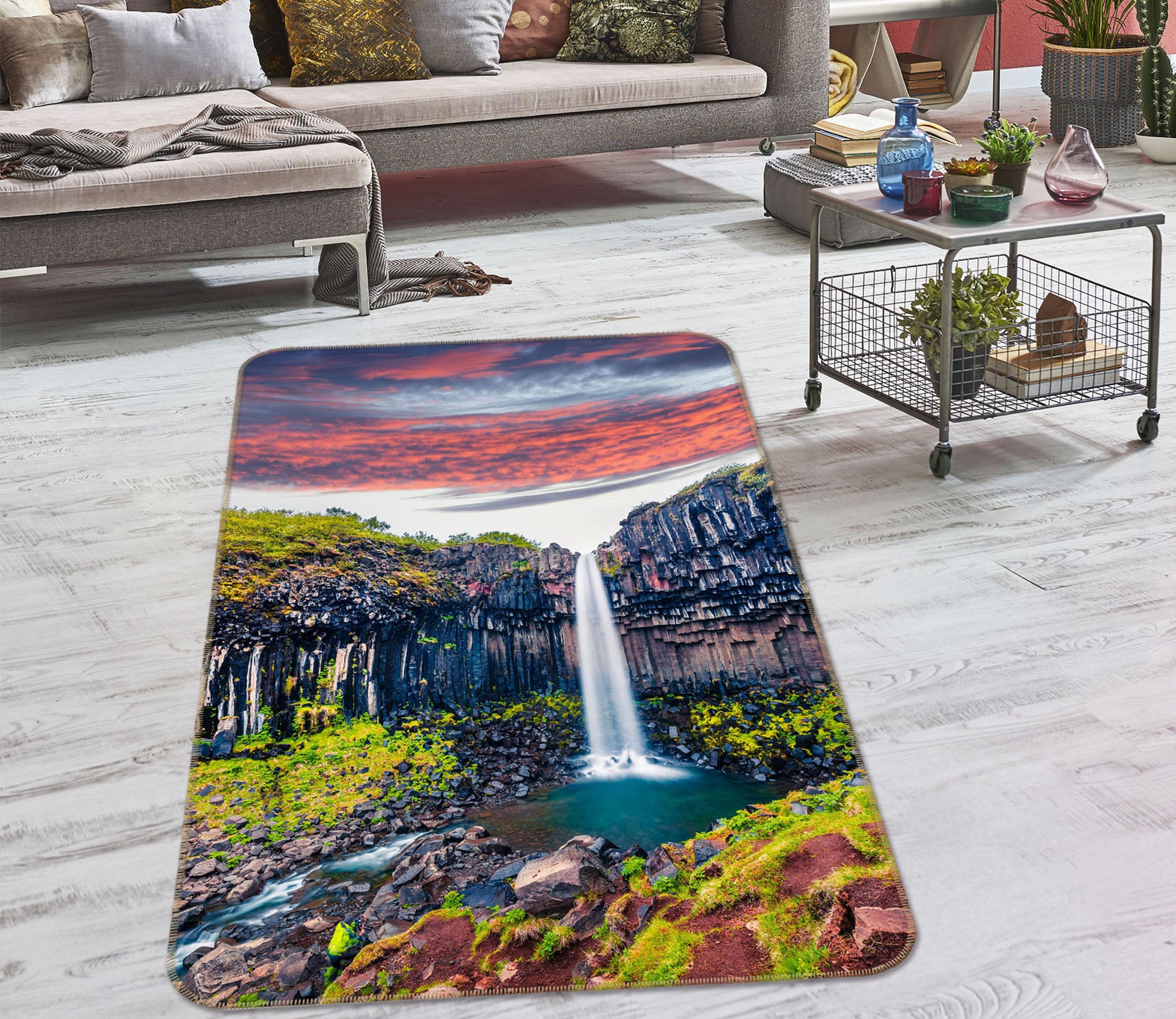 3D Mountain Waterfall 26162 Non Slip Rug Mat