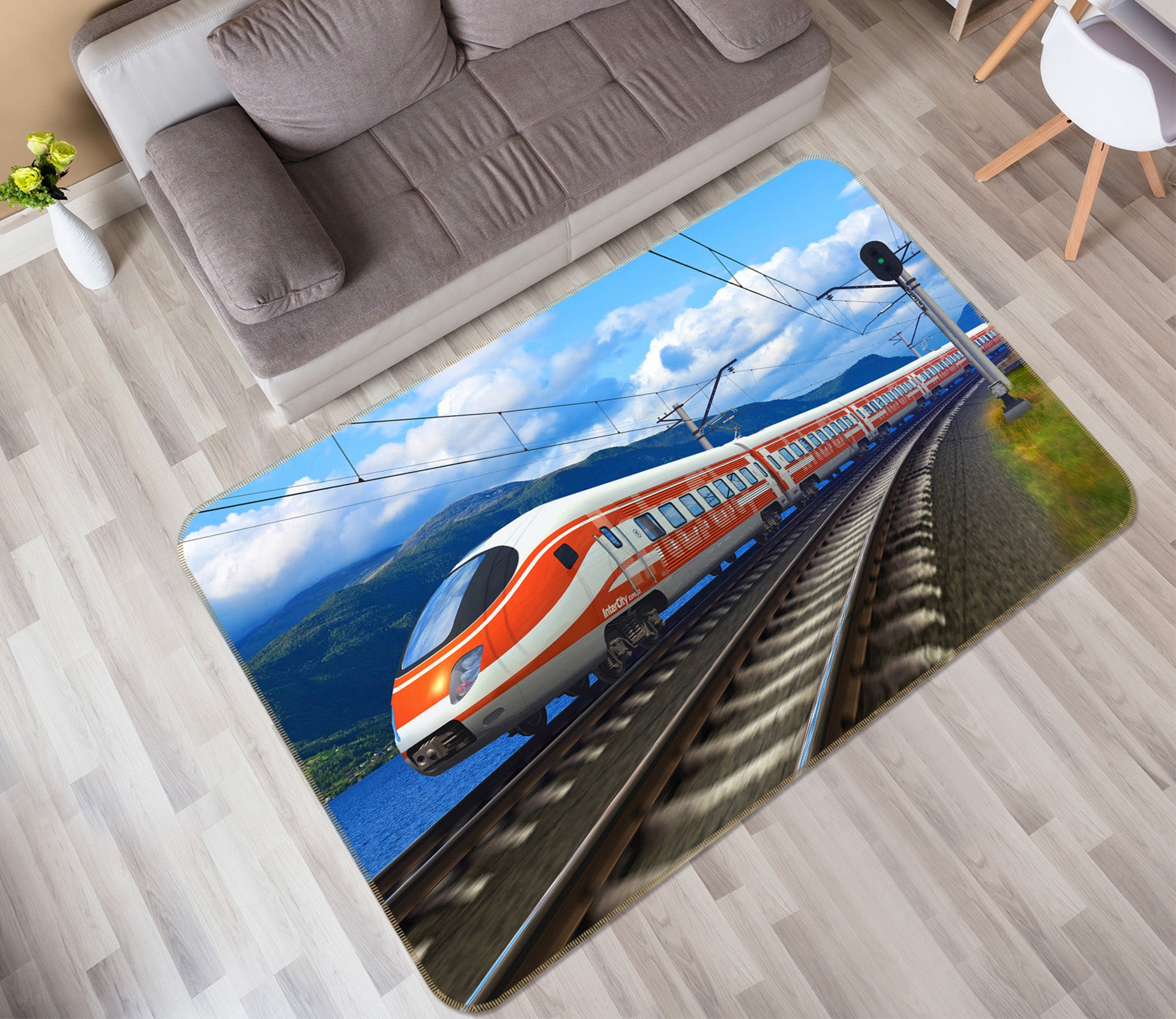 3D Train Track 68085 Vehicle Non Slip Rug Mat