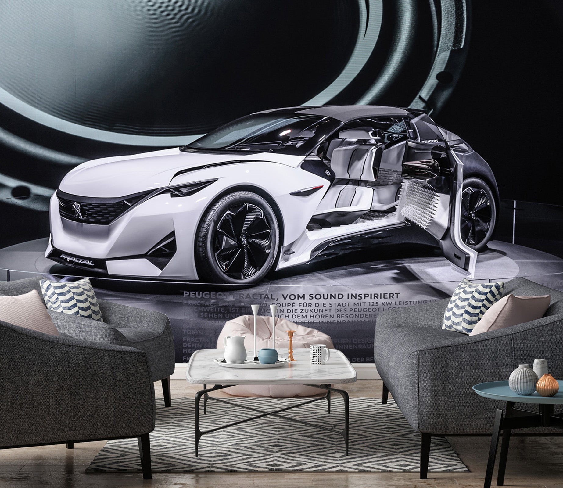 3D Peugeot Fractal 388 Vehicle Wall Murals