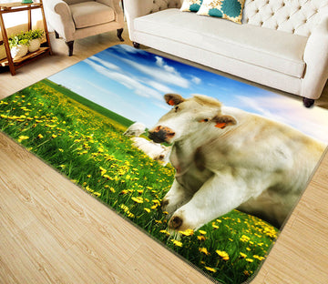 3D Cow Chrysanthemum 033 Animal Non Slip Rug Mat