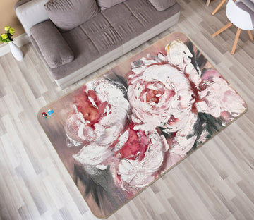 3D Pink Painted Flowers 4105 Skromova Marina Rug Non Slip Rug Mat