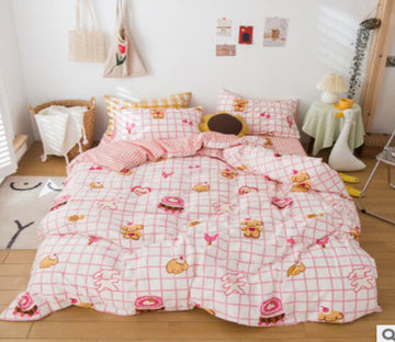 3D Pink Bear 40235 Bed Pillowcases Quilt