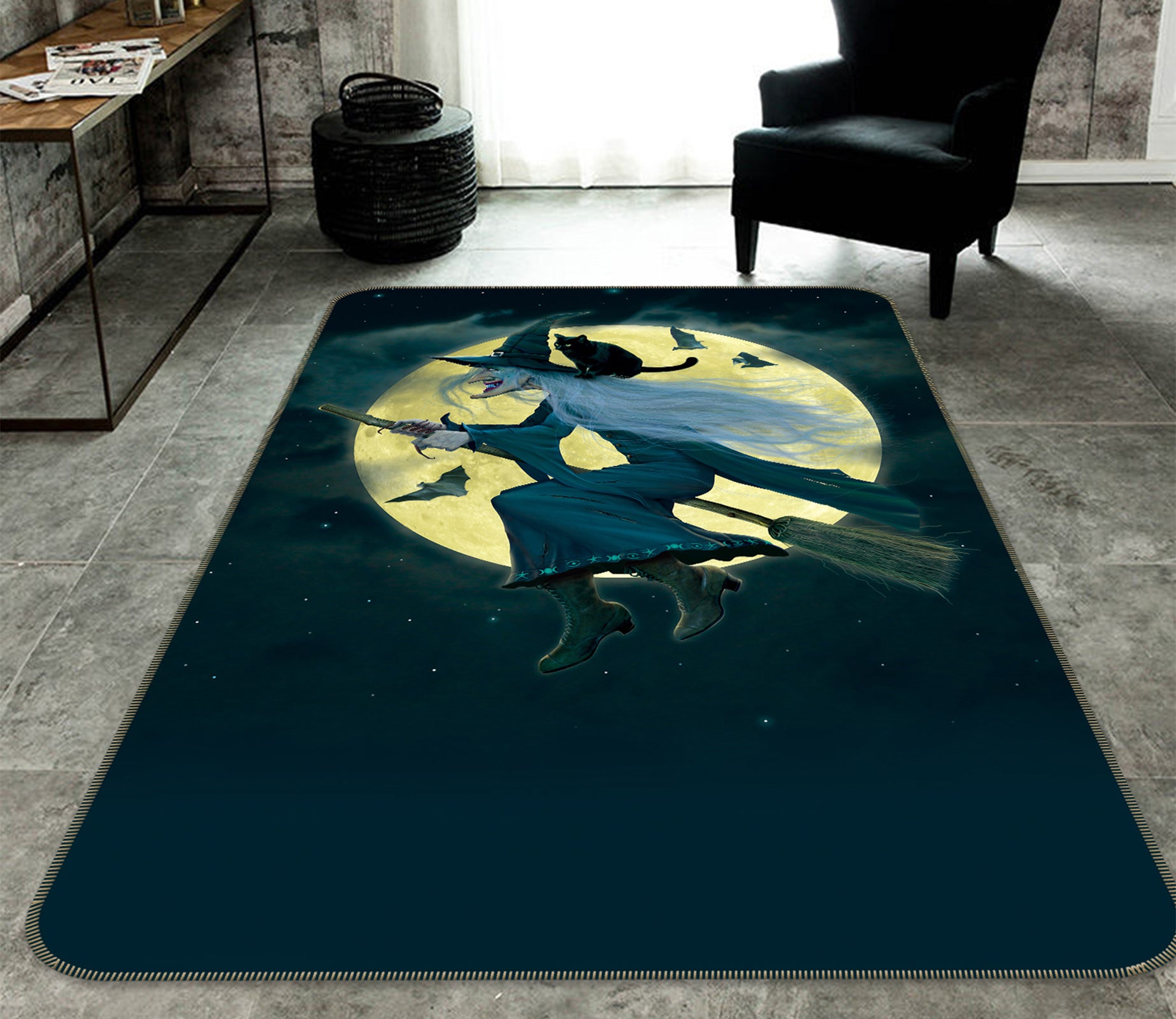 3D Moon Witch 84276 Vincent Hie Rug Non Slip Rug Mat
