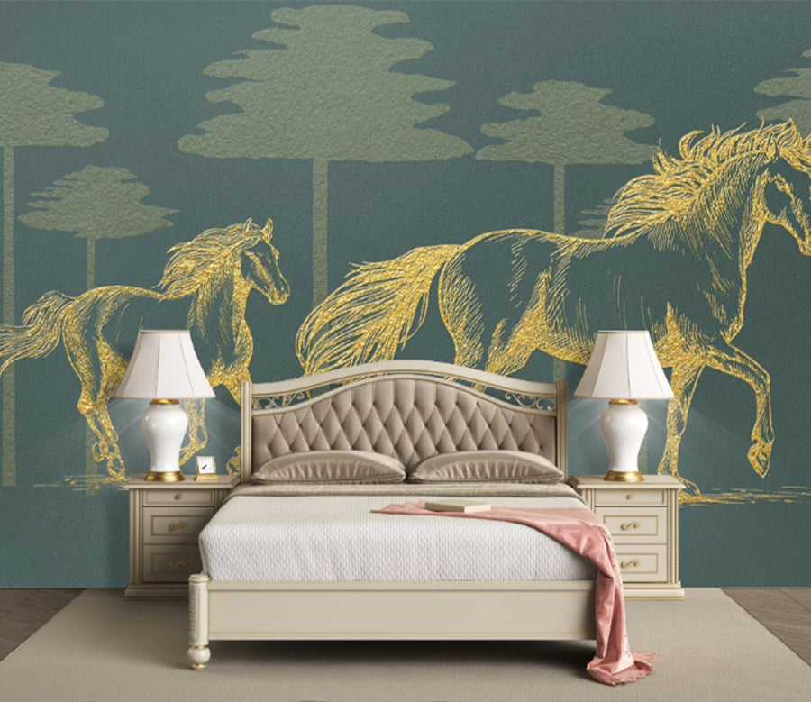 3D Graffiti Yellow Horse WC2510 Wall Murals