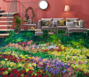 3D Colorful Flower Bush Painting 9628 Allan P. Friedlander Floor Mural