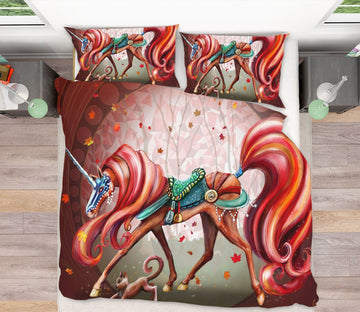 3D Unicorn Queen 018 Rose Catherine Khan Bedding Bed Pillowcases Quilt Quiet Covers AJ Creativity Home 