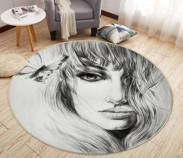3D Dark Grey Female 36218 Round Non Slip Rug Mat