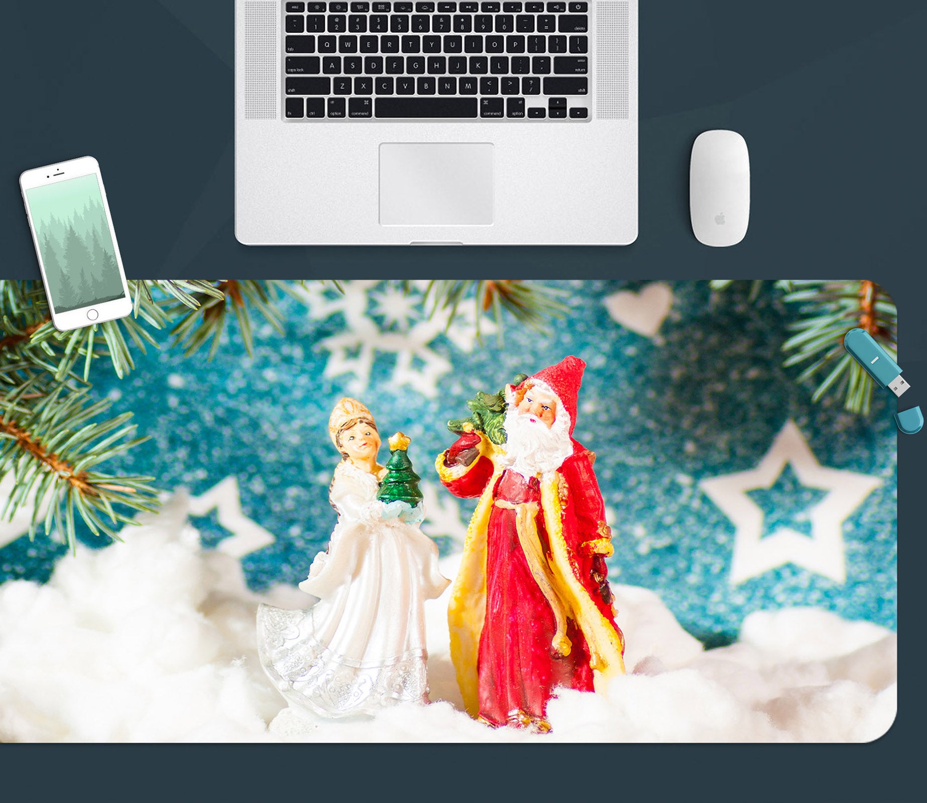 3D Santa Claus Ornaments 51220 Christmas Desk Mat Xmas