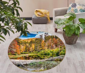 3D Forest Trees 5052 Beth Sheridan Rug Round Non Slip Rug Mat