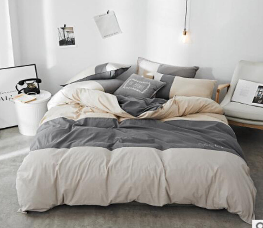 3D Grey Beige Stitching 15116 Bed Pillowcases Quilt