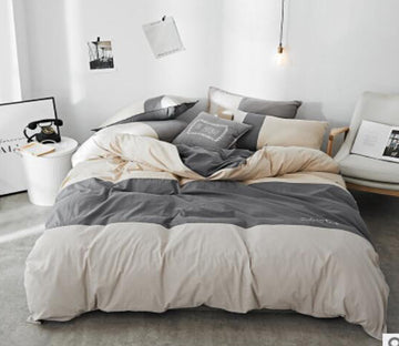 3D Grey Beige Stitching 15116 Bed Pillowcases Quilt