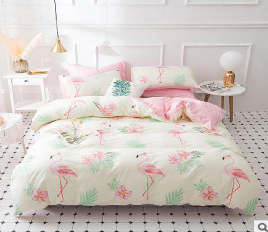 3D Flamingo Leaves 17091 Bed Pillowcases Quilt