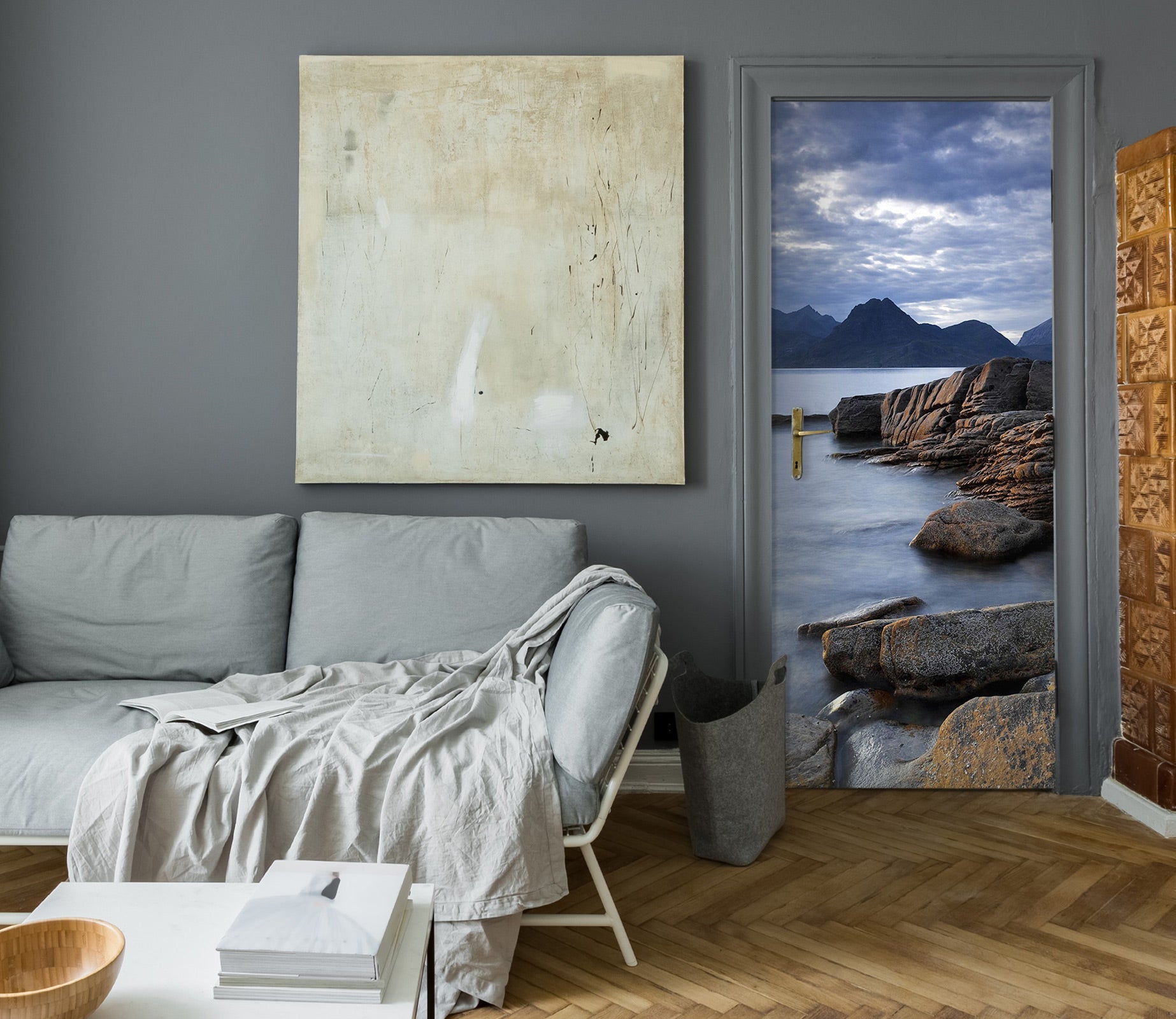 3D Seaside Stones 241 Door Mural