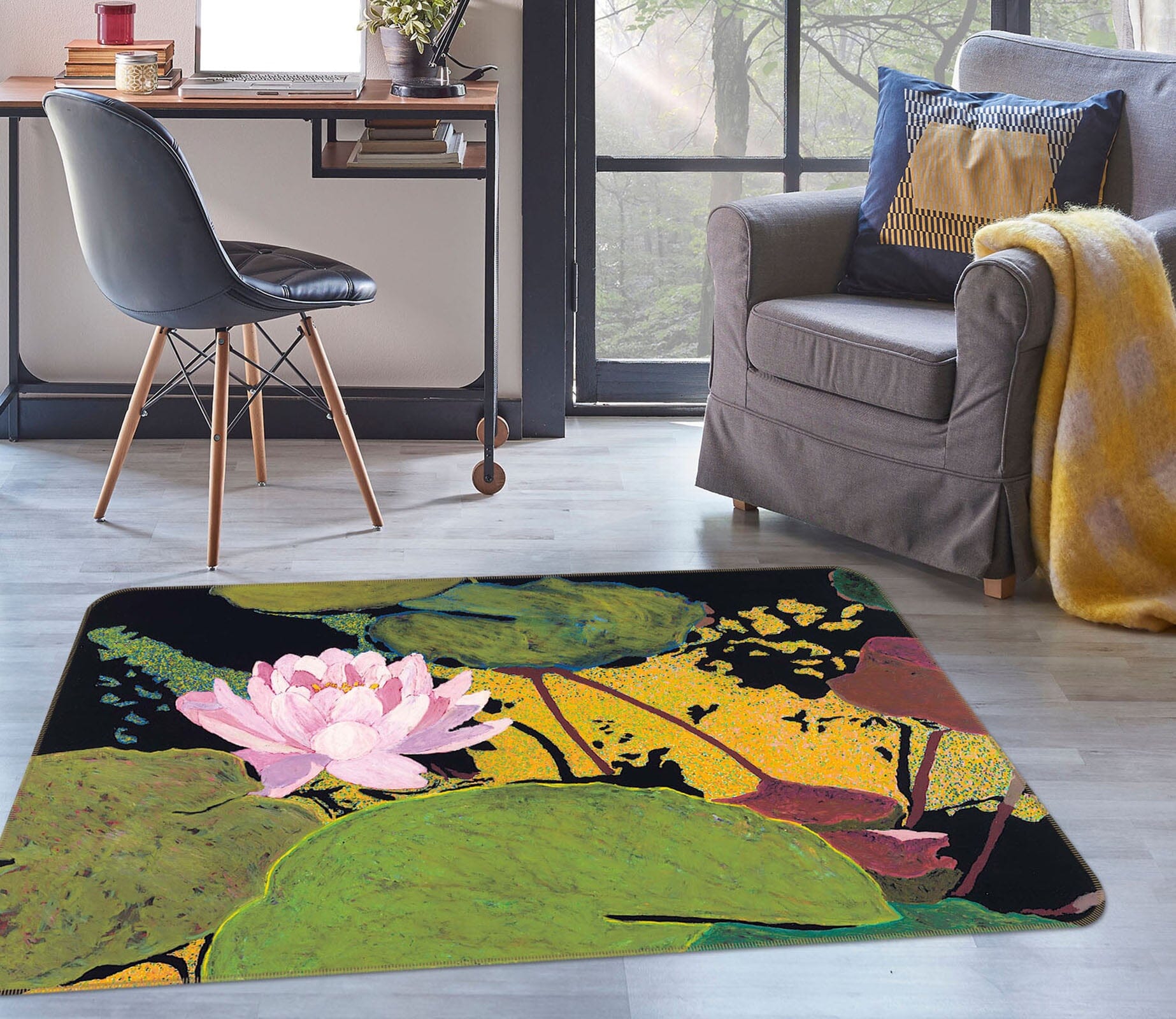 3D Pink Lotus 1119 Allan P. Friedlander Rug Non Slip Rug Mat Mat AJ Creativity Home 