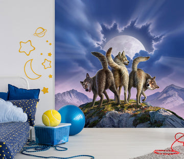 3D Wolf Moon 85010 Jerry LoFaro Wall Mural Wall Murals