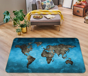 3D Blue Ocean 2008 World Map Non Slip Rug Mat Mat AJ Creativity Home 