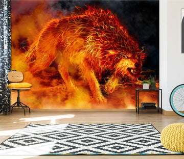 3D Flaming Wolf 5009 Tom Wood Wall Mural Wall Murals
