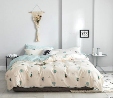 3D Cactus Potted 15027 Bed Pillowcases Quilt