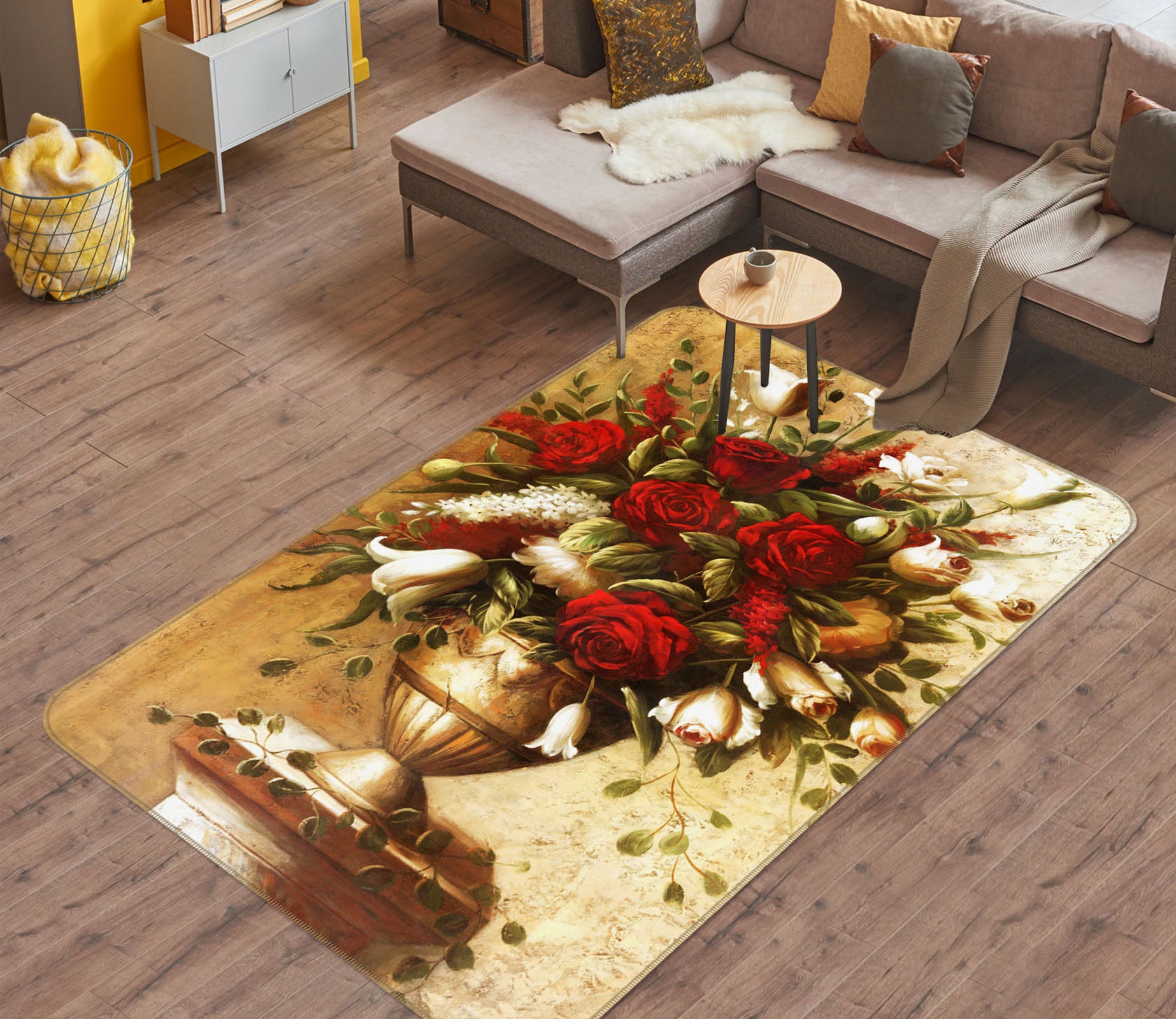 3D Rose Vase 33245 Non Slip Rug Mat
