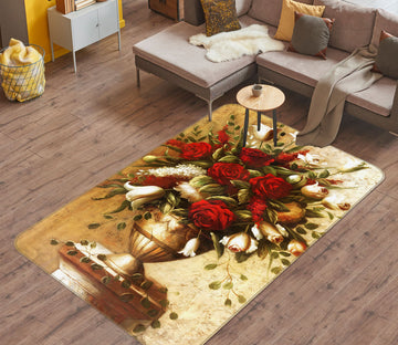 3D Rose Vase 33245 Non Slip Rug Mat