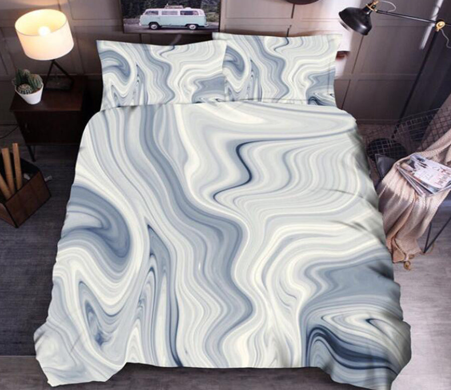 3D Gray 7025 Bed Pillowcases Quilt