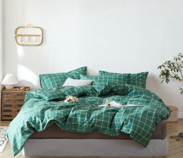 3D Green Grid 30020 Bed Pillowcases Quilt