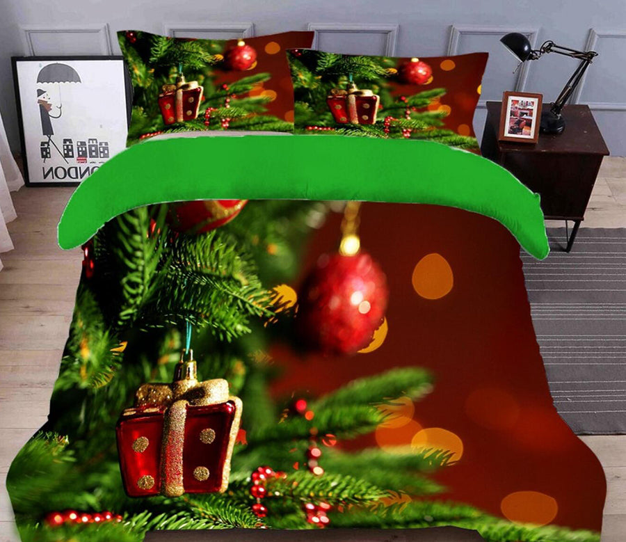3D Gift Pendant 45118 Christmas Quilt Duvet Cover Xmas Bed Pillowcases