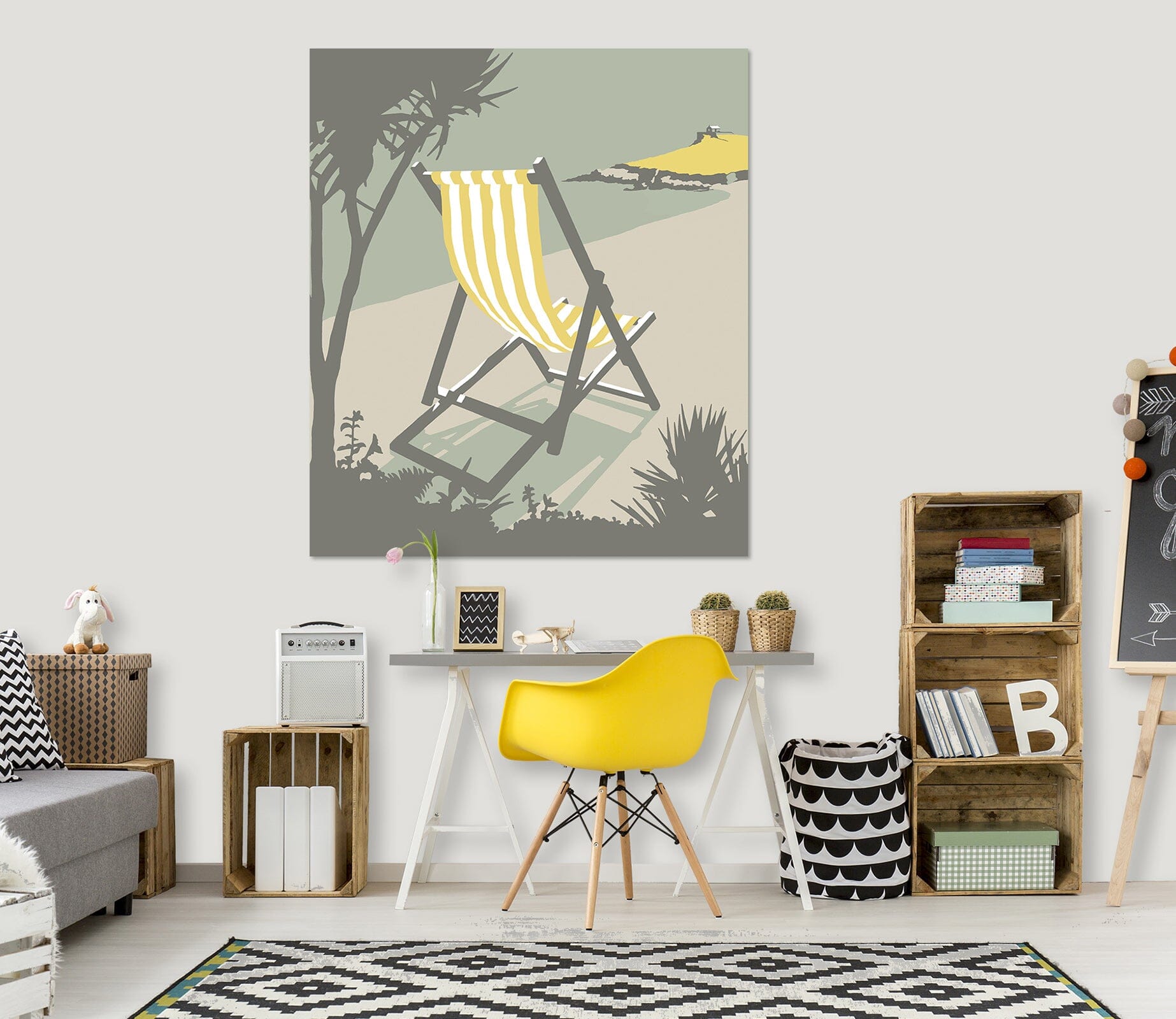 3D Small Yellow Bench 071 Steve Read Wall Sticker Wallpaper AJ Wallpaper 2 