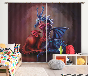 3D Dragon Lovers 108 Rose Catherine Khan Curtain Curtains Drapes Curtains AJ Creativity Home 