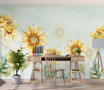 3D Hand Drawn Sunflower 1026 Wall Murals