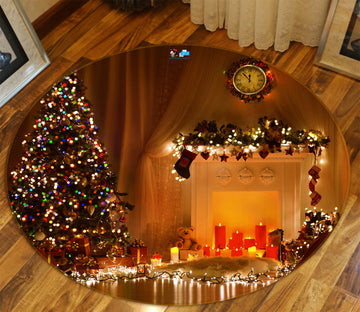 3D Tree String Lights 54017 Christmas Round Non Slip Rug Mat Xmas