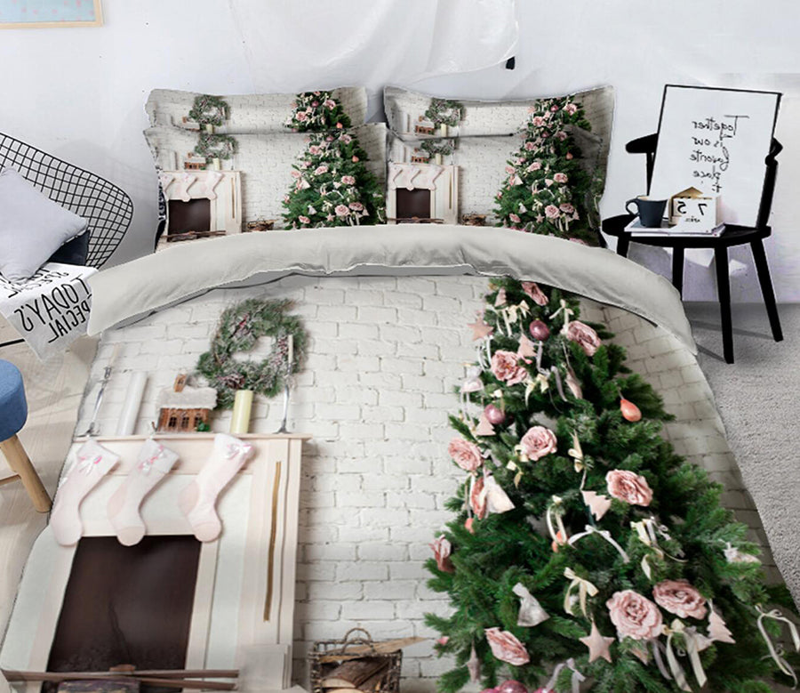 3D Christmas Tree Socks 45055 Christmas Quilt Duvet Cover Xmas Bed Pillowcases