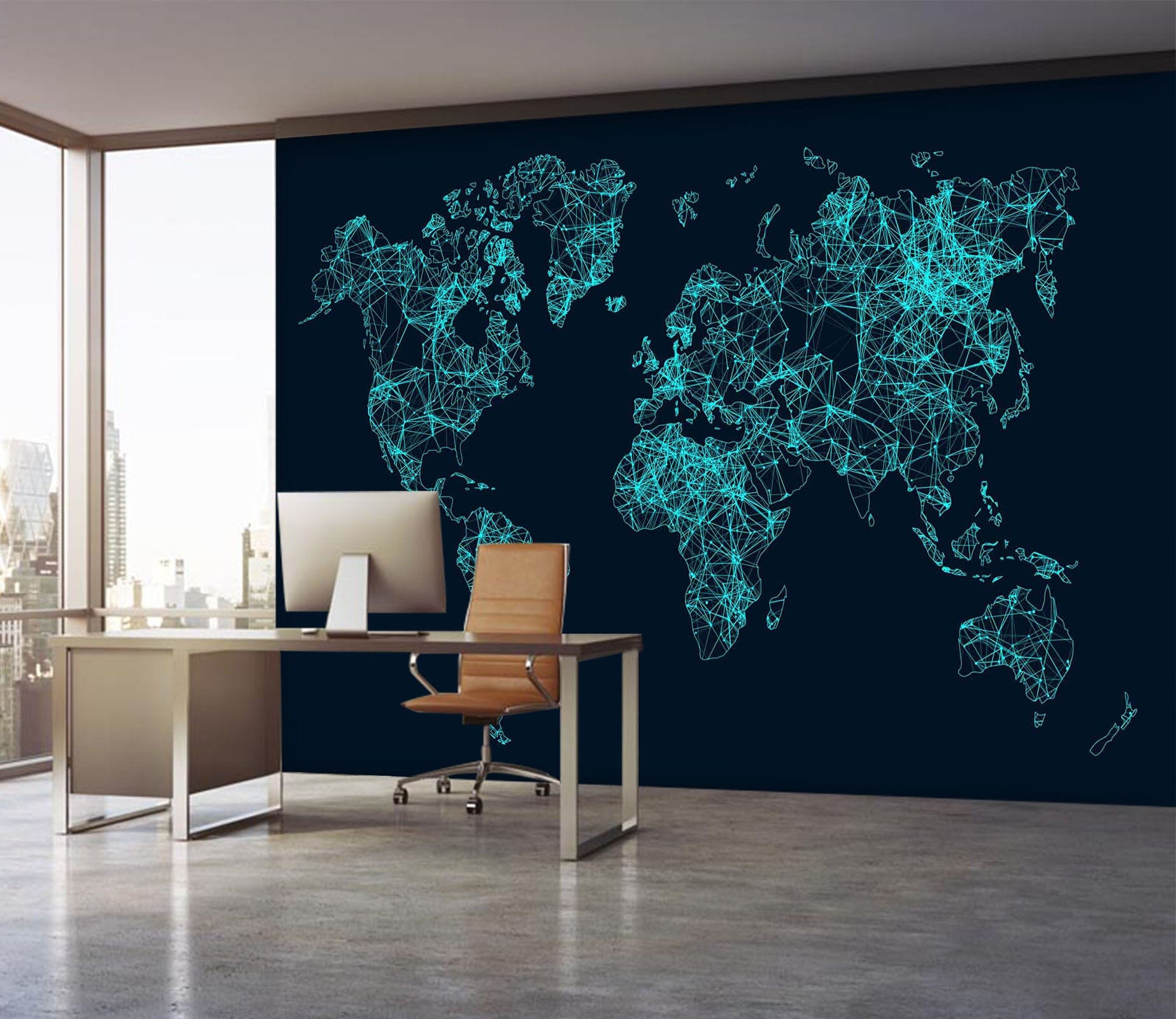 3D Black Land 2163 World Map Wall Murals Wallpaper AJ Wallpaper 2 