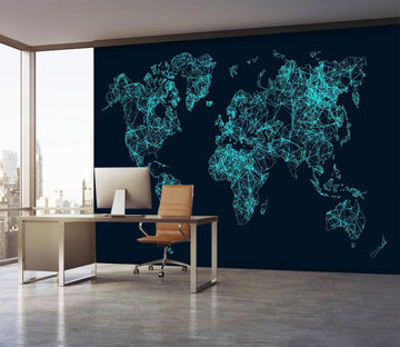 3D Black Land 2163 World Map Wall Murals Wallpaper AJ Wallpaper 2 