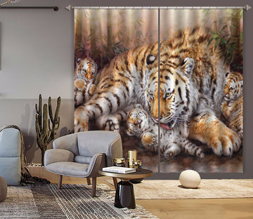 3D Baby Tiger 9068 Kayomi Harai Curtain Curtains Drapes