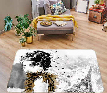 3D Eiffel Tower Girl 77116 Non Slip Rug Mat