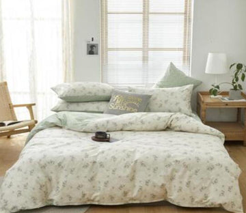 3D Light Green Floral 14141 Bed Pillowcases Quilt