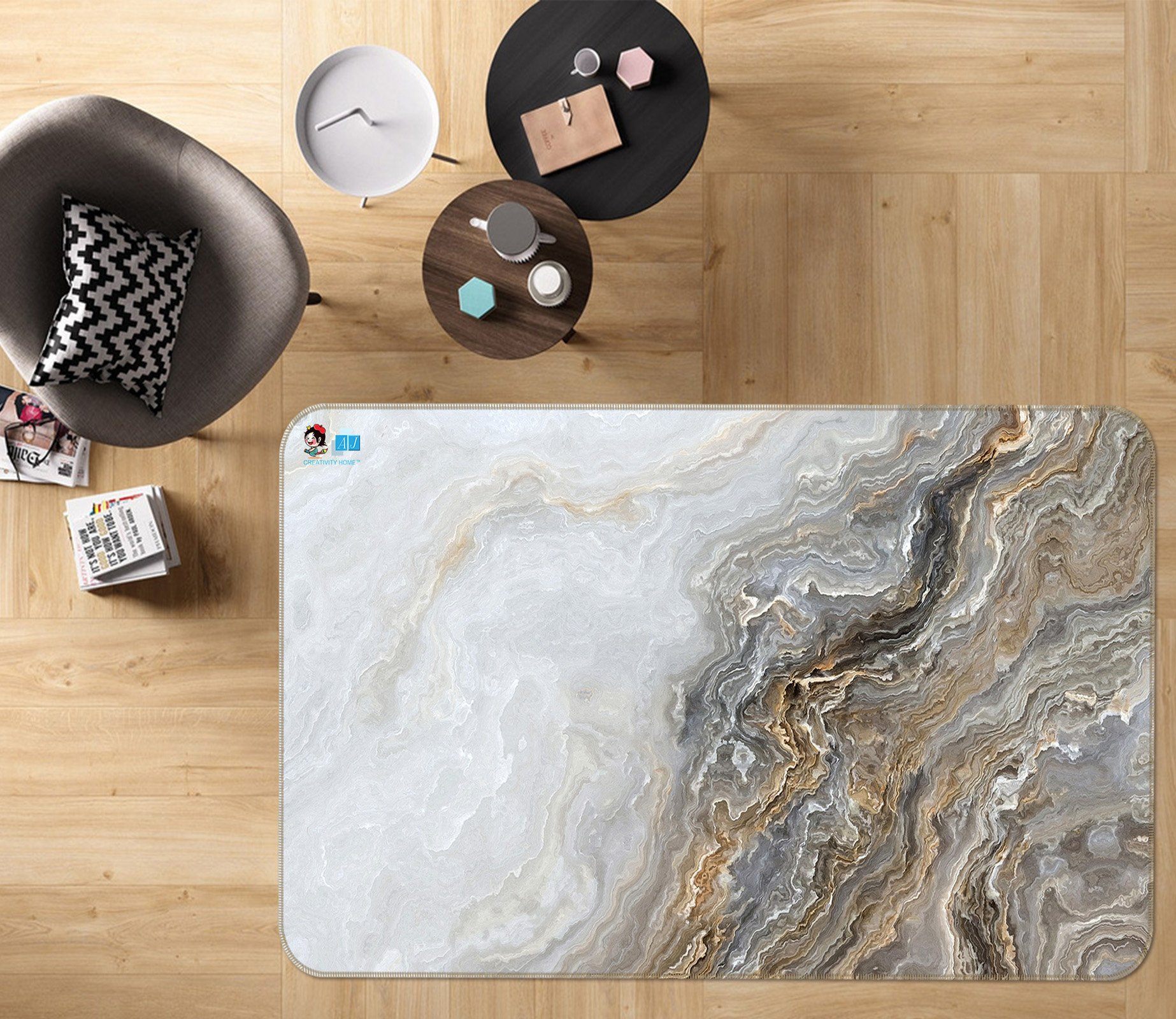 3D Granite 5433 Non Slip Rug Mat Mat AJ Creativity Home 