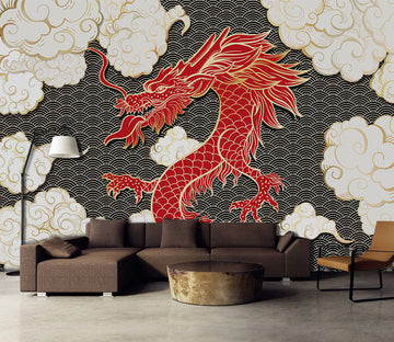 3D Red Dragon WC055 Wall Murals