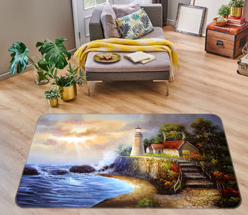 3D Seaside Cottage 75288 Non Slip Rug Mat