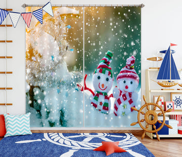 3D Snowman Doll 52078 Christmas Curtains Drapes Xmas