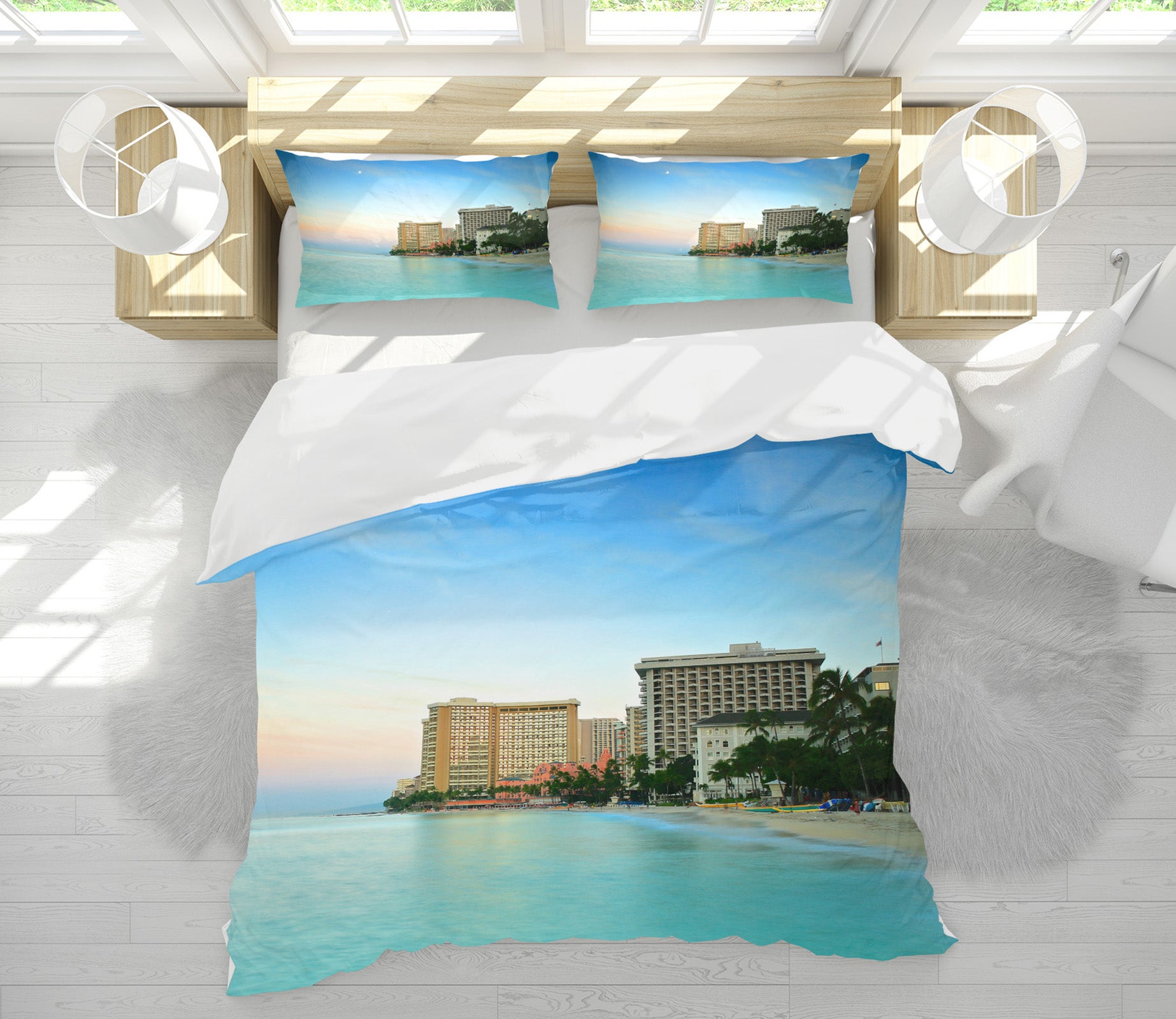 3D Seaside Hotel 8693 Kathy Barefield Bedding Bed Pillowcases Quilt