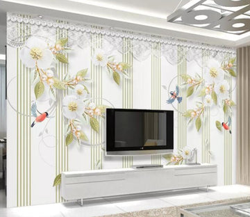 3D Bird Flower Pearl WC1460 Wall Murals