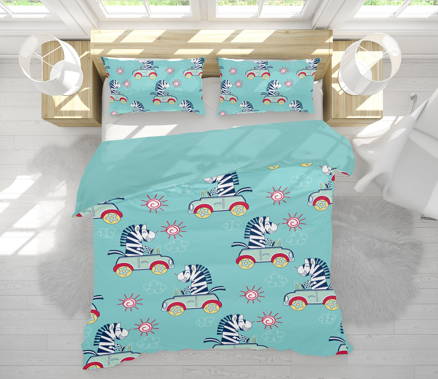 3D Car Zebra 61090 Bed Pillowcases Quilt