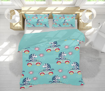 3D Car Zebra 61090 Bed Pillowcases Quilt
