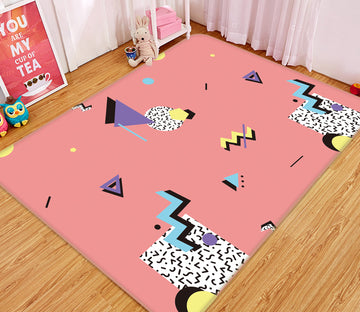 3D Pattern Pink 35068 Non Slip Rug Mat