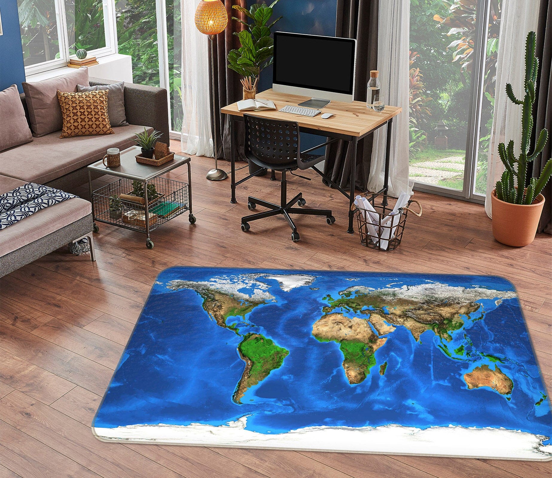 3D Green Island 268 World Map Non Slip Rug Mat Mat AJ Creativity Home 