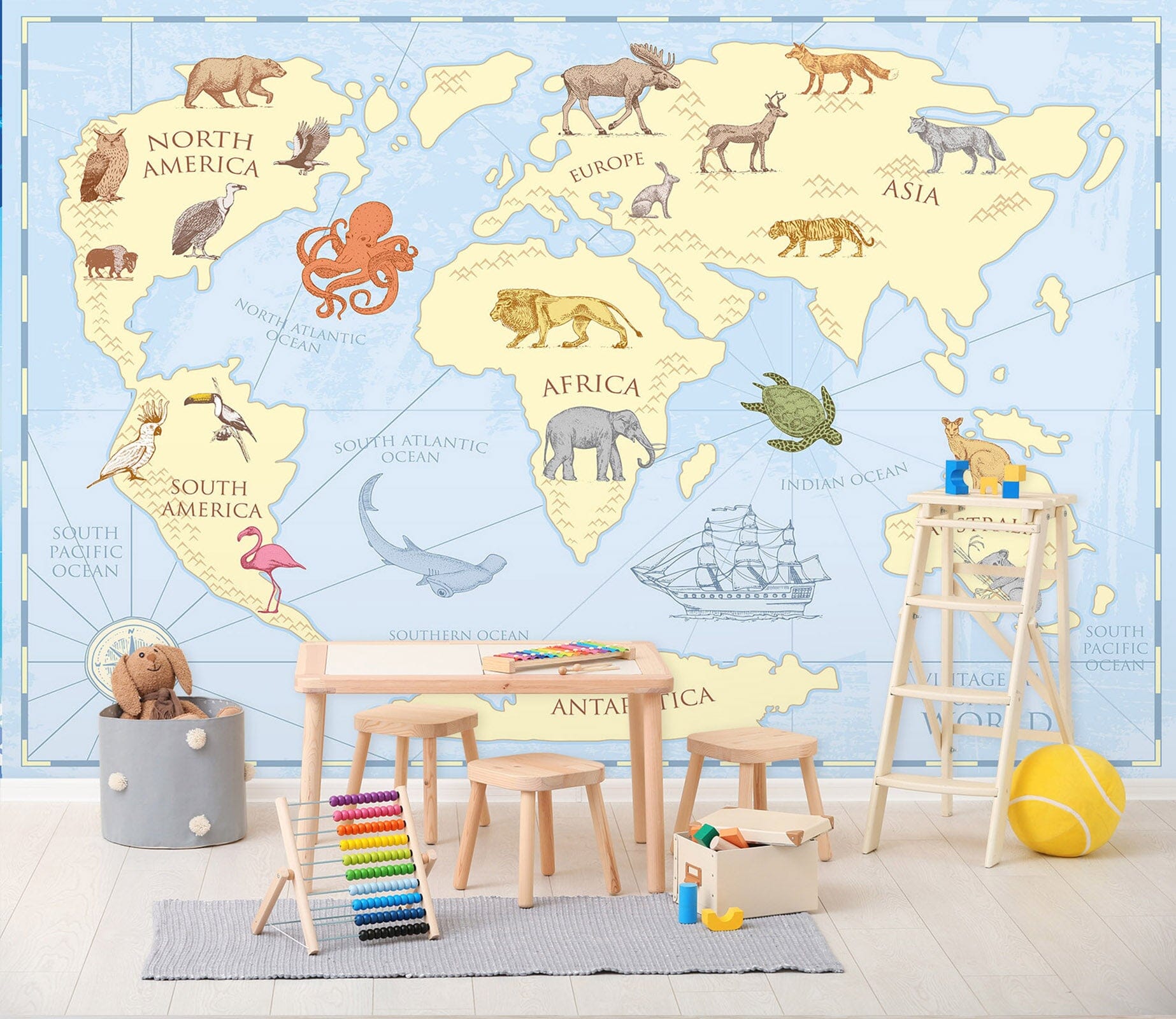 3D Vigorous Lion 2132 World Map Wall Murals Wallpaper AJ Wallpaper 2 