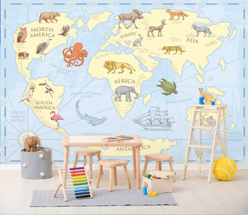 3D Vigorous Lion 2132 World Map Wall Murals Wallpaper AJ Wallpaper 2 