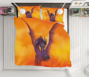 3D Orange Sky Purple Dragon 6173 Ciruelo Bedding Bed Pillowcases Quilt